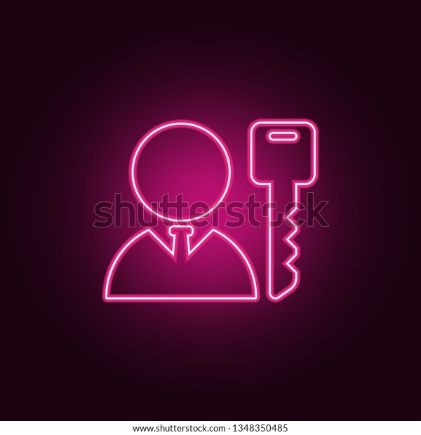 private key icon. Elements of cyber security in\
neon style icons. Simple icon for websites, web design, mobile app,\
info graphics