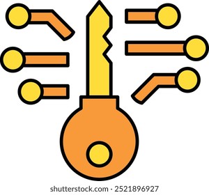 Icono o ilustración de clave privada para seguridad de criptomonedas y control de acceso