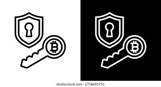 Icono De Clave Privada De Línea De Estilo Blanco Y Negro