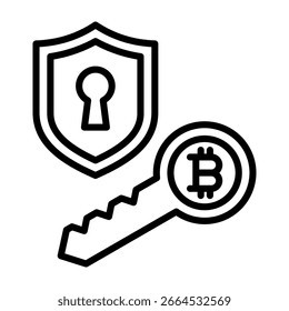 Ilustración vectorial de línea de icono de clave privada