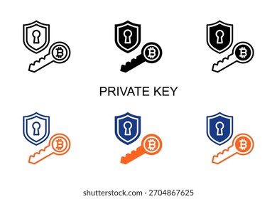 Icono de clave privada Multi Style Ilustración vectorial