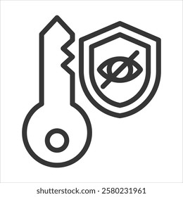 Private Key Outline Icon Vector Illustration