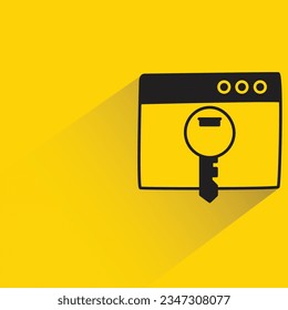 private key with shadow on yellow background