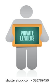 Private lender people board sign concept illustration design graphic