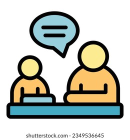 Private lesson icon outline vector. School teacher. Class tutor color flat
