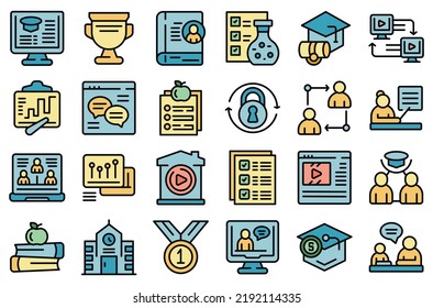 Private Lesson Icons Set Outline Vector. Business Boy. Child Class