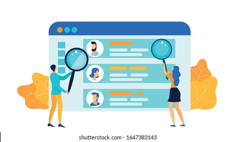 Private Life Intrusion Flat Vector Illustration. Man and Woman with Magnifying Glasses Cartoon Characters. People with Magnifier Studying Confidential Correspondence. Target Marketing, CRM