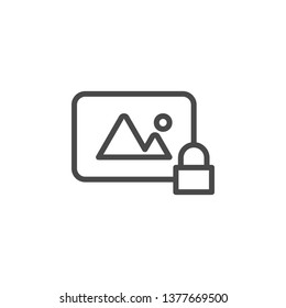 Private, lock, photo vector icon. Multimedia minimalist outline vector icon.