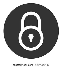 Private lock vector sign. Lock icon. Open close lock icon. EPS 10 flat symbol. Round icon design