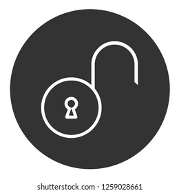 Private lock vector sign. Lock icon. Open close lock icon. EPS 10 flat symbol. Round icon design