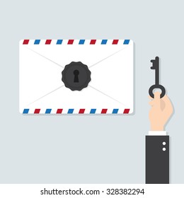 private mail flat design vector