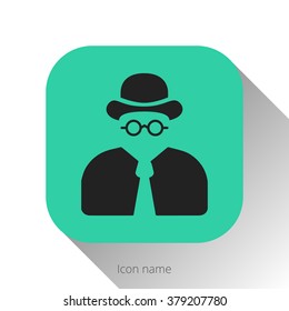 Private man ui app button. Creative vision concept logo or icon vector elements design template for icon application mobile, button main screen phone. Vector flat style design with drop shadow.