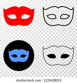 Private mask EPS vector icon with contour, black and colored versions. Illustration style is flat iconic symbol on chess transparent background.