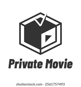 private movie flat minimalist logo design