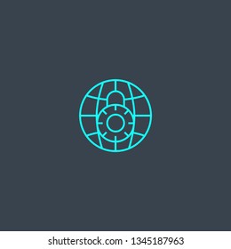 private network concept blue line icon. Simple thin element on dark background. private network concept outline symbol design. Can be used for web and mobile UI/UX