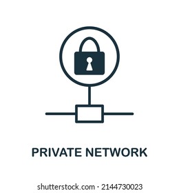 Icono plano de red privada. Signo de elemento coloreado de la colección de seguridad de Internet. Señal de icono de red privada plana para diseño web, infografías y más.