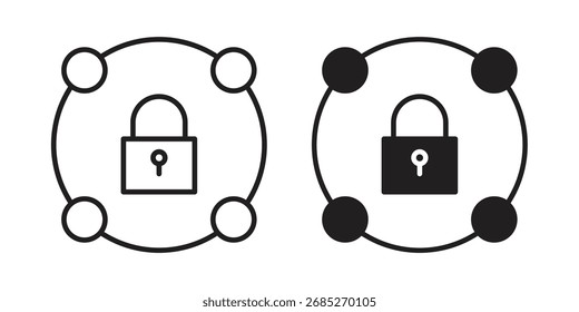 Arte de icono de red privada en blanco y negro