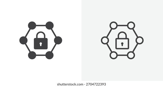 Icono de red privada. colección de línea de trazo editable y estilos planos sólidos.