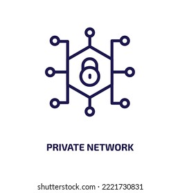 private network icon from internet security collection. Thin linear private network, private, data outline icon isolated on white background. Line vector private network sign, symbol for web and 