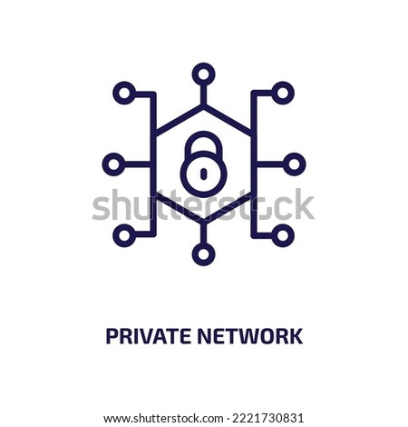 private network icon from internet security collection. Thin linear private network, private, data outline icon isolated on white background. Line vector private network sign, symbol for web and 