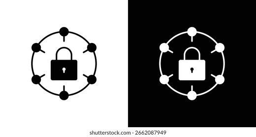 Privates Netzwerksymbol, einzelne Silhouette auf weißem Hintergrund. Vektorgrafik.