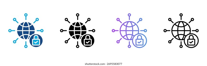 Private Network Icon Multiple Style Vector Illustration
