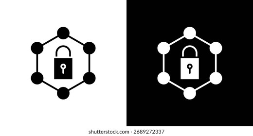 Private network icon silhouette in black flat style. Graphic element