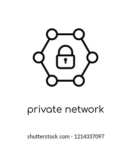 Private network icon. Trendy modern flat linear vector Private network icon on white background from thin line Internet Security and Networking collection, editable outline stroke vector illustration