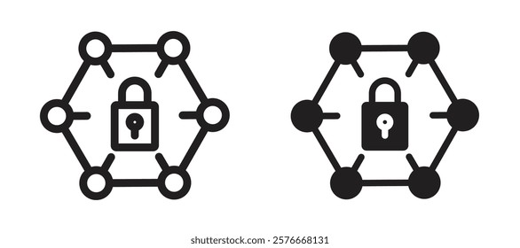 Private network icons in outline and stroke versions