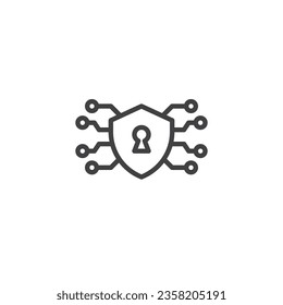 Icono de línea de red privada. signo de estilo lineal para concepto móvil y diseño web. Icono vectorial de esquema de seguridad de red. Símbolo de ciberseguridad, ilustración del logo. Gráficos vectoriales