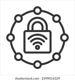 Private Network Outline Icon Vector Illustration