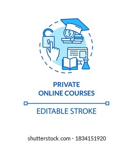 Private online courses concept icon. Distance education. Extra classes. Homeschooling and tutoring idea thin line illustration. Vector isolated outline RGB color drawing. Editable stroke