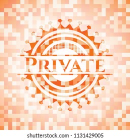 Private orange mosaic emblem with background