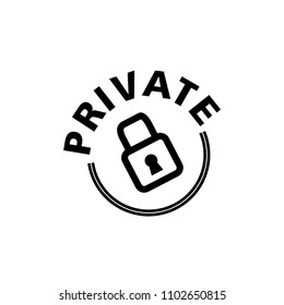 Private with padlock icon. Flat vector illustration on white background.