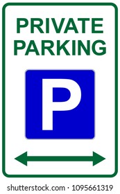 Private parking sign with parking symbol and text, vector illustration.