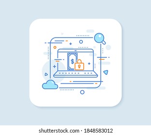 Icono de línea de pago privado. Botón vector abstracto. Signo de dólar. Símbolo de finanzas. Icono de línea de pago privado. Insignia de concepto de portátil. Vector