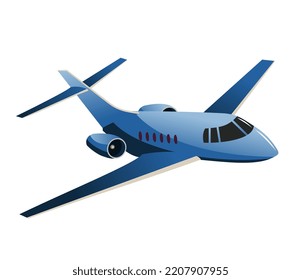 Private Plane Isolated. Flying Plane 3d Illustration. Vector.