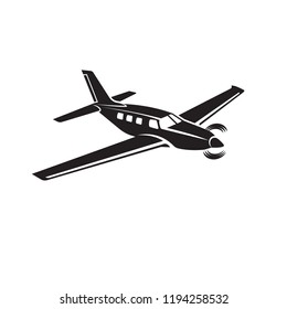 Private plane vector illustration icon. Single engine propelled aircraft. Vector illustration.