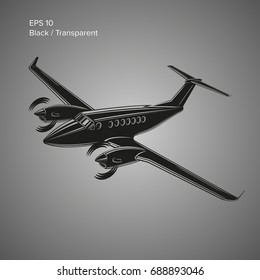 Private plane vector illustration. Twin engine propelled aircraft. Vector illustration.