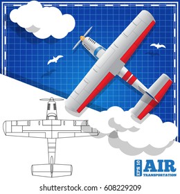 Private plane. View from above. Vector illustration.