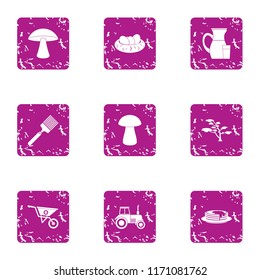 Private plot icons set. Grunge set of 9 private plot vector icons for web isolated on white background