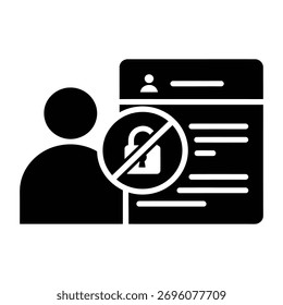 Icono de Perfil privado bloqueado: Vector de glifos restringido de acceso a la Cuenta de usuario