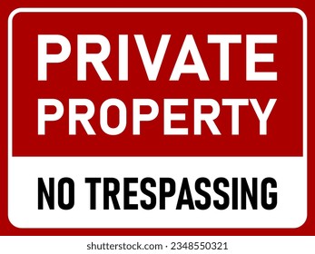 Private Property No Trespassing Horizontal Warning Information Sign Icon. Vector Image.