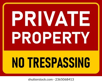 Private Property No Trespassing Horizontal Warning Information Sign Icon. Vector Image.