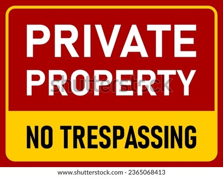 Private Property No Trespassing Horizontal Warning Information Sign Icon. Vector Image.