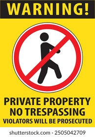 Private property no trespassing sign notice vector