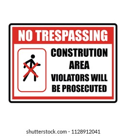 private property no trespassing warning sign for signboard or label. vector illustration