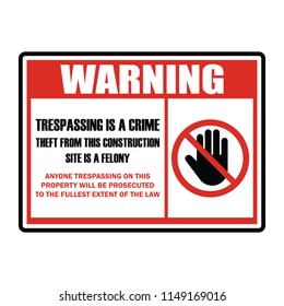 private property no trespassing warning sign for signboard or label. vector illustration