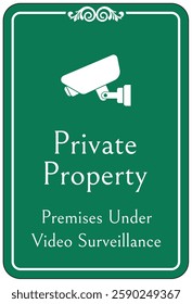 Private property protected by video surveillance warning sign