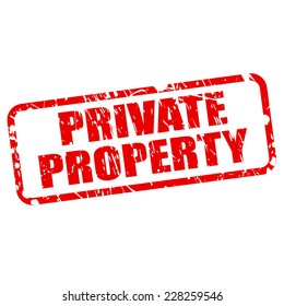 Private property red stamp text on white